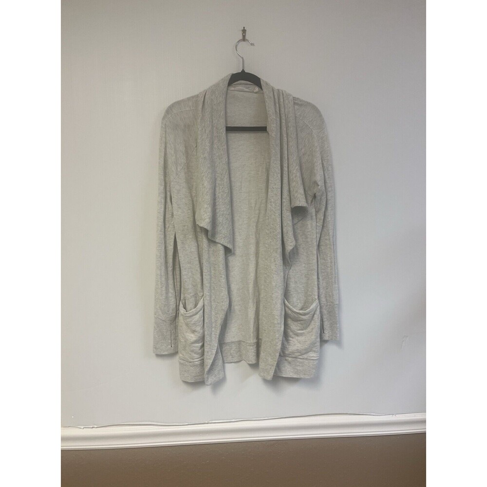 Athleta Size S Heather Grey Studio Magnetic Wrap Open Front Cardigan Shawl